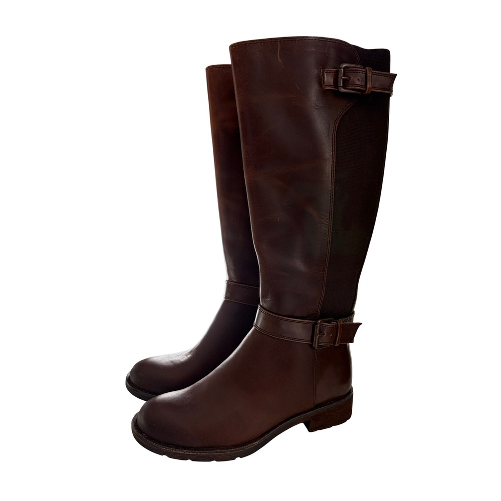 Sofft Bess Tall Leather Riding Boots Brown Side Zip Equestrian Womens 6.5